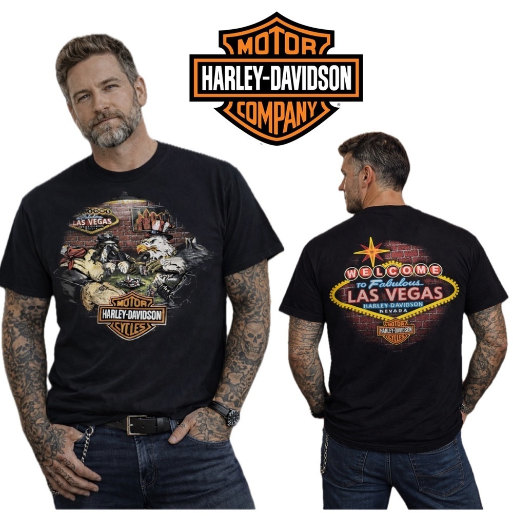 NWOT Harley-Davidson Black Las Vegas Eagle Graphic Short Sleeve Tee Size M